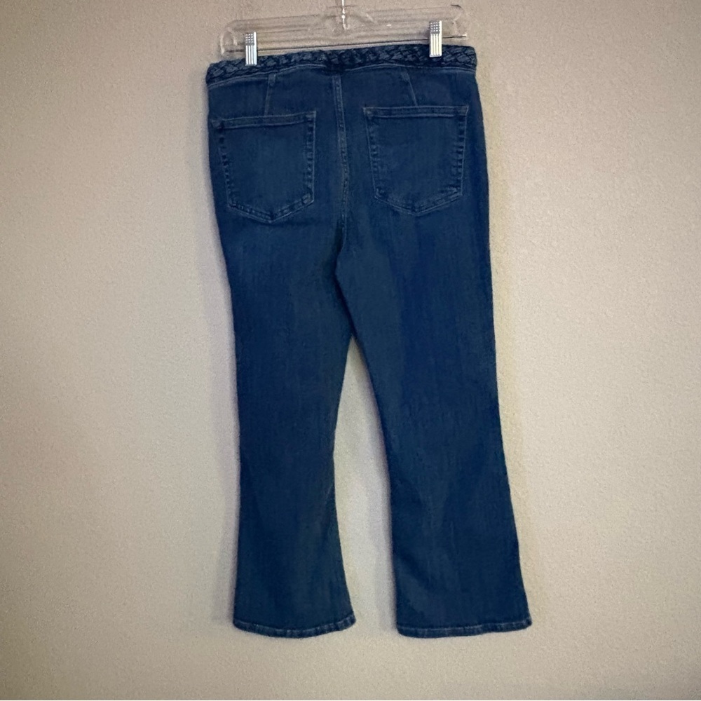 FRAME Dark Wash Braided Waistband Cropped Flare Jeans Women’s 29 - Picture 2 of 9